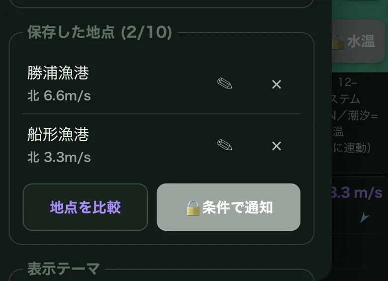 お気に入り地点の一覧